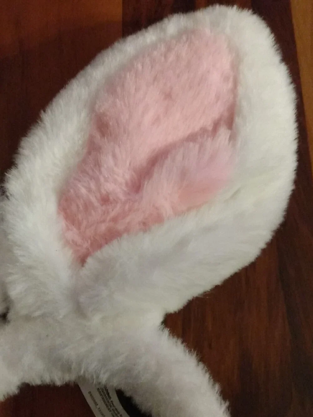 NWOT Soft Plush Bunny Ears Headband OS, White & Pink Easter Halloween Costume
